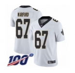Men's New Orleans Saints #67 Larry Warford White Vapor Untouchable Limited Player 100th Season Football Jersey
