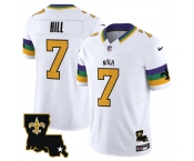 Men's New Orleans Saints #7 Taysom Hill White 2024 FUSE Vapor Limited Stitched Jersey