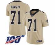 Men's New Orleans Saints #71 Ryan Ramczyk Limited Gold Inverted Legend 100th Season Football Jersey