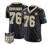 Men's New Orleans Saints #76 David Edwards Black 2026 F.U.S.E With 1-Star C Patch And 60th Anniversary Patch Vapor Limited Football Stitched Jersey