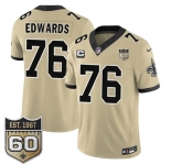 Men's New Orleans Saints #76 David Edwards Gold 2026 F.U.S.E With 1-Star C Patch And 60th Anniversary Patch Vapor Limited Football Stitched Jersey