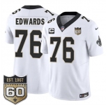 Men's New Orleans Saints #76 David Edwards White 2026 F.U.S.E With 1-Star C Patch And 60th Anniversary Patch Vapor Limited Football Stitched Jersey