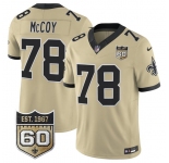 Men's New Orleans Saints #78 Erik McCoy Gold 2026 F.U.S.E 60th Anniversary Patch Vapor Limited Football Stitched Jersey