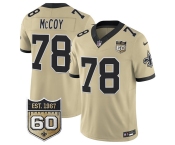 Men's New Orleans Saints #78 Erik McCoy Gold 2026 F.U.S.E 60th Anniversary Patch Vapor Limited Football Stitched Jersey