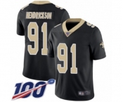 Men's New Orleans Saints #91 Trey Hendrickson Black Team Color Vapor Untouchable Limited Player 100th Season Football Jersey