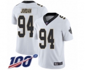 Men's New Orleans Saints #94 Cameron Jordan White Vapor Untouchable Limited Player 100th Season Football Jersey