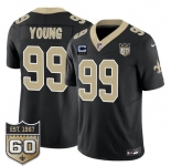 Men's New Orleans Saints #99 Chase Young Black 2026 F.U.S.E With 3-Star C Patch And 60th Anniversary Patch Vapor Limited Football Stitched Jersey