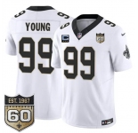Men's New Orleans Saints #99 Chase Young White 2026 F.U.S.E With 3-Star C Patch And 60th Anniversary Patch Vapor Limited Football Stitched Jersey