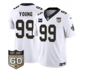 Men's New Orleans Saints #99 Chase Young White 2026 F.U.S.E With 3-Star C Patch And 60th Anniversary Patch Vapor Limited Football Stitched Jersey