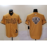 Men's New Orleans Saints Team Big Logo Gold Cool Base Stitched Baseball Jersey