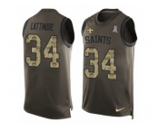 Men's Nike New Orleans Saints #34 Marshon Lattimore Limited Green Salute to Service Tank Top NFL Jersey