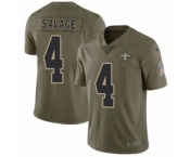 Men's Nike New Orleans Saints #4 Tom Savage Limited Olive 2017 Salute to Service NFL Jersey