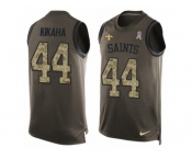 Men's Nike New Orleans Saints #44 Hau'oli Kikaha Limited Green Salute to Service Tank Top NFL Jersey