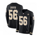 Men's Nike New Orleans Saints #56 DeMario Davis Limited Black Therma Long Sleeve NFL Jersey