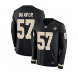 Men's Nike New Orleans Saints #57 Alex Okafor Limited Black Therma Long Sleeve NFL Jersey