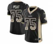 Men's Nike New Orleans Saints #75 Andrus Peat Limited Black Rush Drift Fashion NFL Jersey