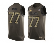 Men's Nike New Orleans Saints #77 Willie Roaf Limited Green Salute to Service Tank Top NFL Jersey