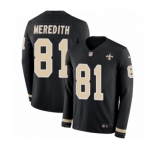 Men's Nike New Orleans Saints #81 Cameron Meredith Limited Black Therma Long Sleeve NFL Jersey