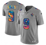 New Orleans Saints #9 Drew Brees Men's Nike Multi-Color 2020 NFL Crucial Catch NFL Jersey Greyheather