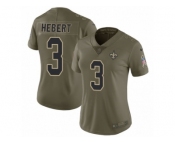 Women Nike New Orleans Saints #3 Bobby Hebert Limited Olive 2017 Salute to Service NFL Jersey