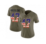 Women Nike New Orleans Saints #47 Alex Anzalone Limited Olive USA Flag 2017 Salute to Service NFL Jersey