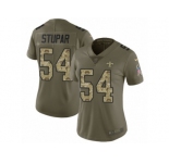 Women Nike New Orleans Saints #54 Nate Stupar Limited Olive Camo 2017 Salute to Service NFL Jersey