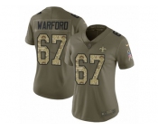 Women Nike New Orleans Saints #67 Larry Warford Limited Olive Camo 2017 Salute to Service NFL Jersey