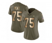 Women Nike New Orleans Saints #75 Andrus Peat Limited Olive Gold 2017 Salute to Service NFL Jersey