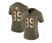 Women Nike New Orleans Saints #89 Josh Hill Limited Olive Gold 2017 Salute to Service NFL Jersey