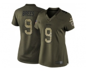 Women Nike New Orleans Saints #9 Drew Brees Green Stitched NFL Limited 2015 Salute to Service Jersey
