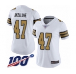 Women's New Orleans Saints #47 Alex Anzalone Limited White Rush Vapor Untouchable 100th Season Football Jersey