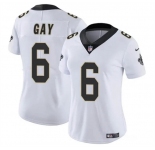 Women's New Orleans Saints #6 Willie Gay White Vapor Football Stitched Jersey