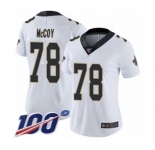Women's New Orleans Saints #78 Erik McCoy White Vapor Untouchable Limited Player 100th Season Football Jersey
