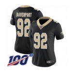 Women's New Orleans Saints #92 Marcus Davenport Black Team Color Vapor Untouchable Limited Player 100th Season Football Jersey