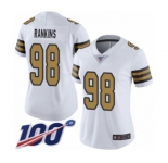 Women's New Orleans Saints #98 Sheldon Rankins Limited White Rush Vapor Untouchable 100th Season Football Jersey
