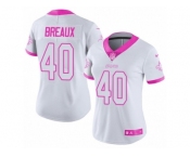 Women's Nike New Orleans Saints #40 Delvin Breaux Limited White-Pink Rush Fashion NFL Jersey