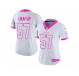 Women's Nike New Orleans Saints #57 Alex Okafor Limited White Pink Rush Fashion NFL Jersey