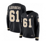 Women's Nike New Orleans Saints #61 Josh LeRibeus Limited Black Therma Long Sleeve NFL Jersey