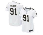 Women's Nike New Orleans Saints #91 Alex Okafor Limited White NFL Jersey