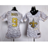 nike women nfl jerseys new orleans saints #9 brees[fem fan zebra]
