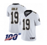 Youth New Orleans Saints #19 Ted Ginn Jr White Vapor Untouchable Limited Player 100th Season Football Jersey