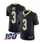 Youth New Orleans Saints #3 Wil Lutz Black Team Color Vapor Untouchable Limited Player 100th Season Football Jersey