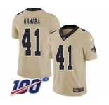 Youth New Orleans Saints #41 Alvin Kamara Limited Gold Inverted Legend 100th Season Football Jersey