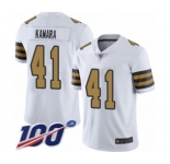 Youth New Orleans Saints #41 Alvin Kamara Limited White Rush Vapor Untouchable 100th Season Football Jersey