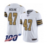 Youth New Orleans Saints #47 Alex Anzalone Limited White Rush Vapor Untouchable 100th Season Football Jersey