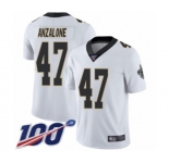Youth New Orleans Saints #47 Alex Anzalone White Vapor Untouchable Limited Player 100th Season Football Jersey