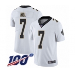 Youth New Orleans Saints #7 Taysom Hill White Vapor Untouchable Limited Player 100th Season Football Jersey