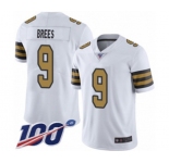 Youth New Orleans Saints #9 Drew Brees Limited White Rush Vapor Untouchable 100th Season Football Jersey
