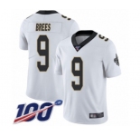 Youth New Orleans Saints #9 Drew Brees White Vapor Untouchable Limited Player 100th Season Football Jersey