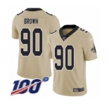 Youth New Orleans Saints #90 Malcom Brown Limited Gold Inverted Legend 100th Season Football Jersey